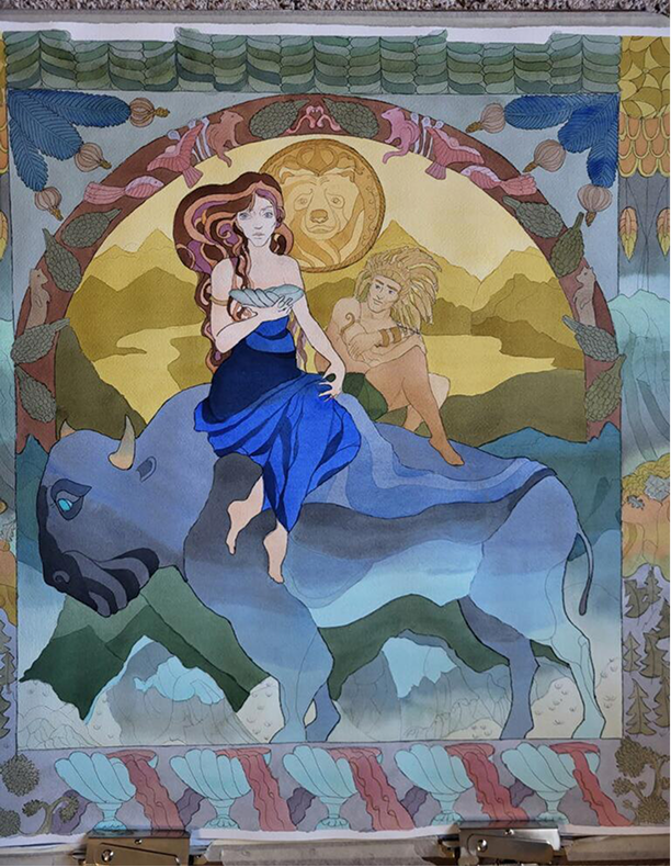 Great Canyon watercolor painting by student artist Janna, Level 5 student of fine artist and educator Valeriya Veron